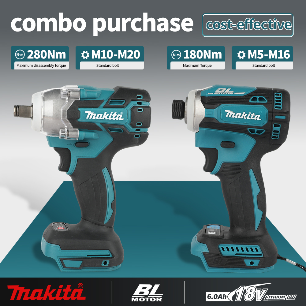 Combo Power Tools - Kit combiné sans fil Makita DTW285+DTD171,